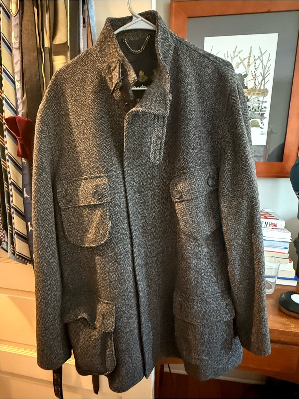Barbour Men’s Heritage Herringbone Overcoat. Worn twice.